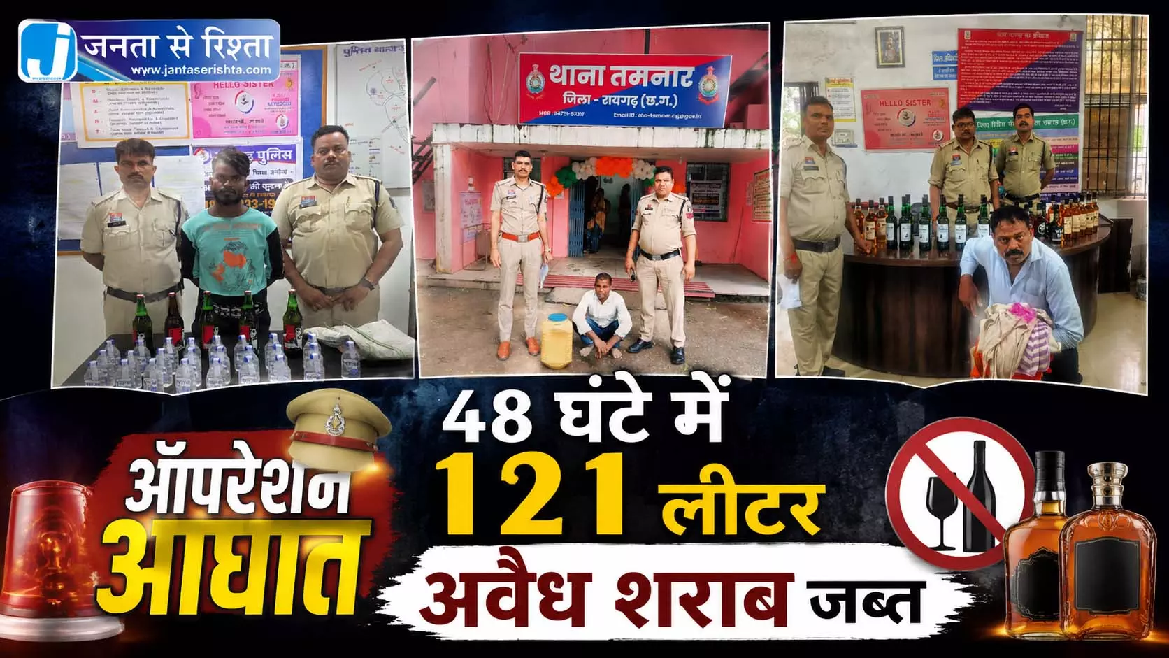 ऑपरेशन आघात: 48 घंटे में 121 लीटर अवैध शराब जब्त ऑपरेशन आघात: 48 घंटे में 121 लीटर अवैध शराब जब्त
