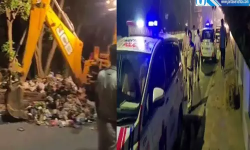 भारी पुलिस बल के बीच चला सफाई अभियान हड़ताली कर्मचारियों ने की नारेबाजी