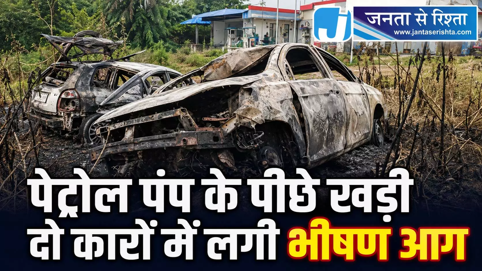 पेट्रोल पंप के पीछे खड़ी दो कारों में लगी भीषण आग, टला बड़ा हादसा पेट्रोल पंप के पीछे खड़ी दो कारों में लगी भीषण आग, टला बड़ा हादसा