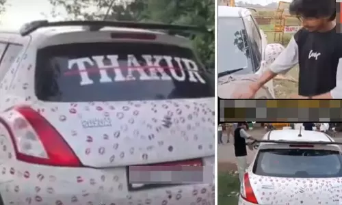 वायरल होने की चाहत पड़ी भारी, कार पर 3400 किस के निशान