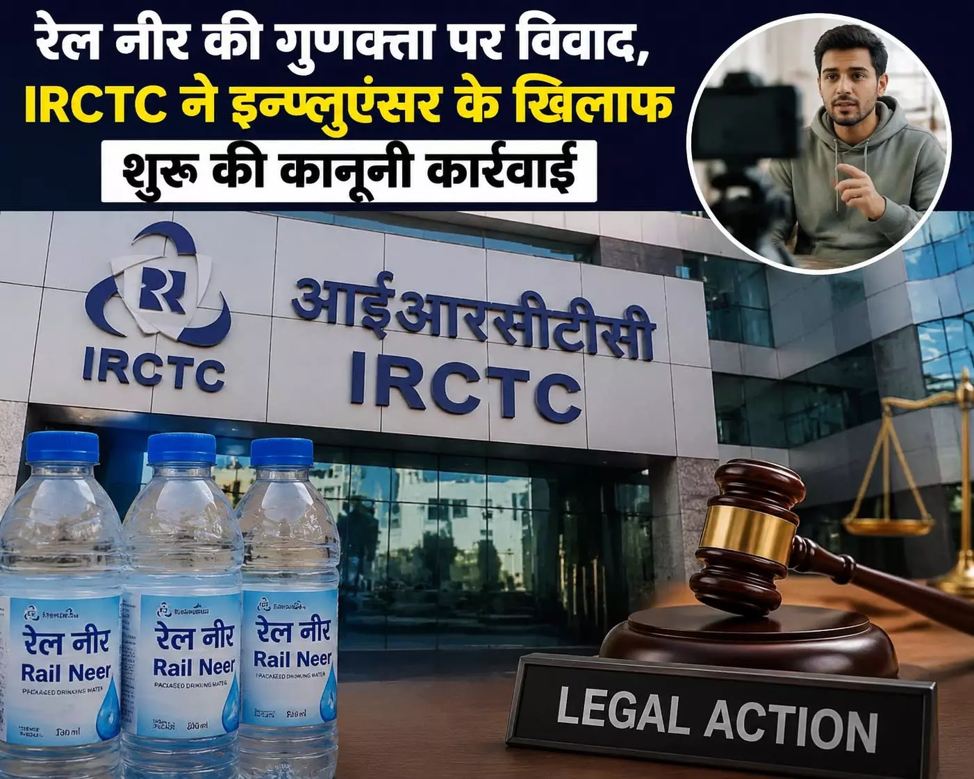 रेल नीर की गुणवत्ता पर विवाद, IRCTC ने इन्फ्लुएंसर के खिलाफ शुरू की कानूनी कार्रवाई रेल नीर की गुणवत्ता पर विवाद, IRCTC ने इन्फ्लुएंसर के खिलाफ शुरू की कानूनी कार्रवाई
