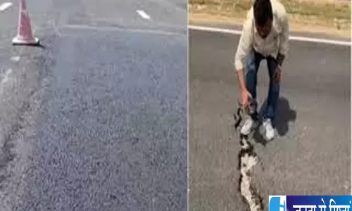 गंगा एक्सप्रेसवे पर फिर आई दरार छठी बार धंसी सड़क से उठे सवाल