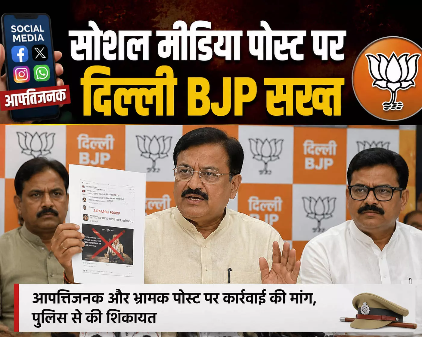 सोशल मीडिया पोस्ट पर Delhi BJP सख्त सोशल मीडिया पोस्ट पर Delhi BJP सख्त