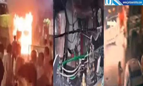 तेल टैंकर में लगी भयानक आग उधमपुर हाईवे पर मचा हड़कंप