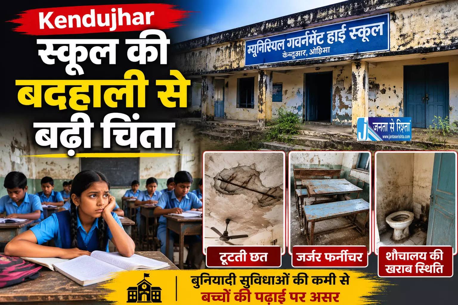 Kendujhar स्कूल की बदहाली से बढ़ी चिंता Kendujhar स्कूल की बदहाली से बढ़ी चिंता