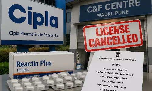सिप्ला के खिलाफ बड़ी कार्रवाई FDA ने पुणे स्थित C&F सेंटर का दवा बिक्री लाइसेंस किया रद्द सिप्ला के खिलाफ बड़ी कार्रवाई FDA ने पुणे स्थित C&F सेंटर का दवा बिक्री लाइसेंस किया रद्द