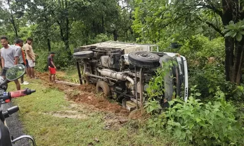 मवेशी लदा पिकअप पलटा गौ तस्करी की जांच