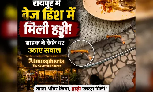 वेज ऑर्डर किया था खाने में मिली हड्डी, रायपुर के कैफे का मामला