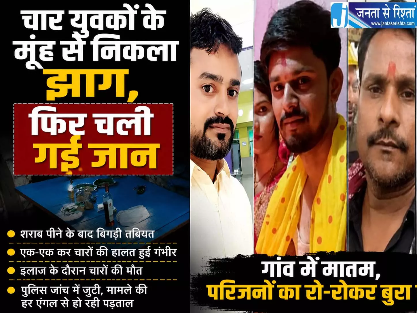 चार युवकों की संदिग्ध मौत से गांव में मचा हड़कंप, नशीले पदार्थ पर शक चार युवकों की संदिग्ध मौत से गांव में मचा हड़कंप, नशीले पदार्थ पर शक