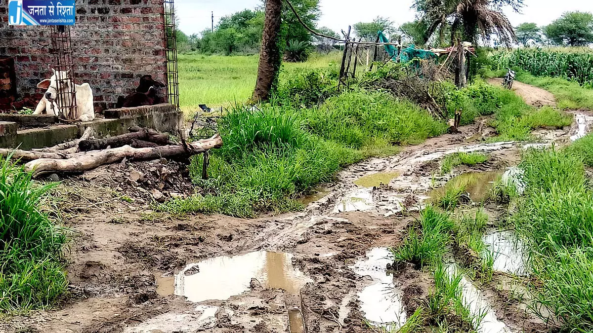 कीचड़ भरे रास्तों से गुजरने को मजबूर ग्रामीण कीचड़ भरे रास्तों से गुजरने को मजबूर ग्रामीण
