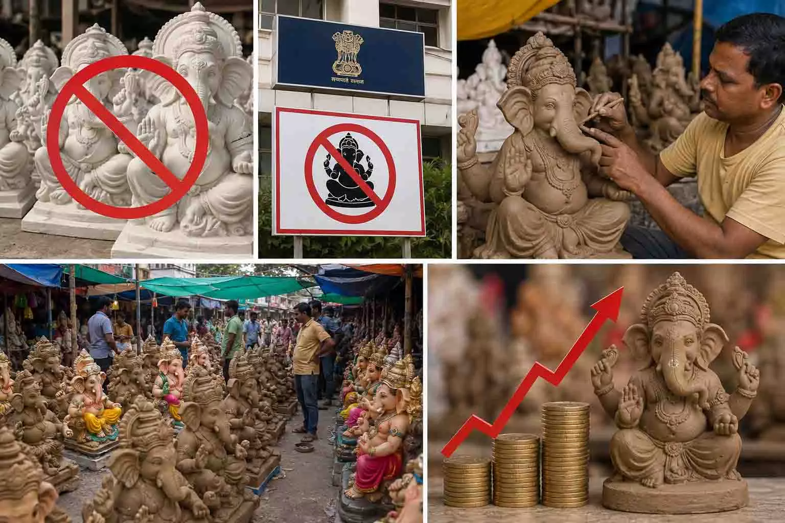 गणेश प्रतिमाओं पर बड़ा फैसला, मिट्टी की मूर्तियों के दाम 30% तक बढ़े गणेश प्रतिमाओं पर बड़ा फैसला, मिट्टी की मूर्तियों के दाम 30% तक बढ़े