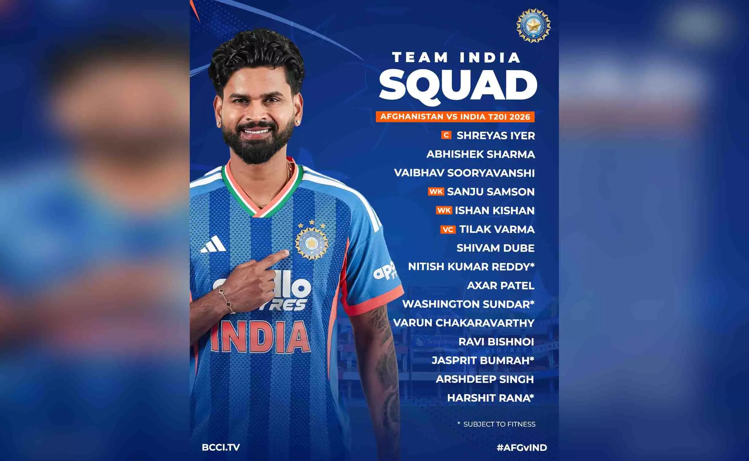 अफगानिस्तान सीरीज के लिए टीम इंडिया का ऐलान, संजू सैमसन IN, वैभव सूर्यवंशी के बारे में जानें अफगानिस्तान सीरीज के लिए टीम इंडिया का ऐलान, संजू सैमसन IN, वैभव सूर्यवंशी के बारे में जानें