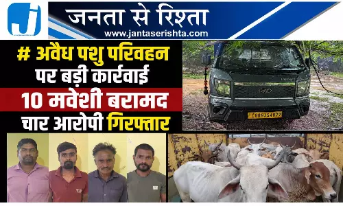 अवैध पशु परिवहन पर बड़ी कार्रवाई 10 मवेशी बरामद चार आरोपी गिरफ्तार