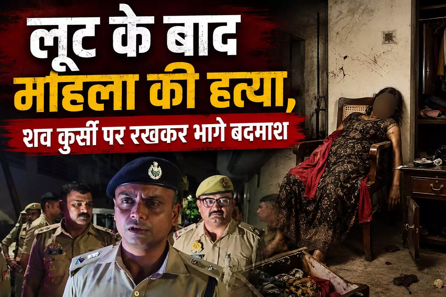 लूट के बाद महिला की हत्या, शव कुर्सी पर रखकर भागे बदमाश लूट के बाद महिला की हत्या, शव कुर्सी पर रखकर भागे बदमाश