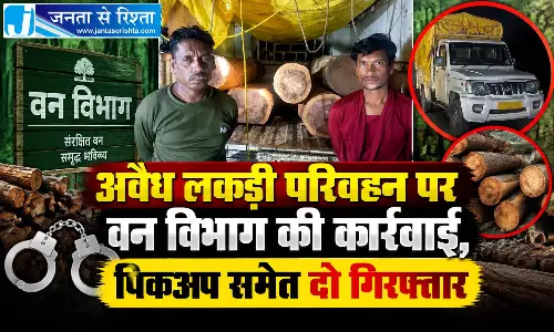 अवैध लकड़ी परिवहन पर वन विभाग की कार्रवाई, पिकअप समेत दो गिरफ्तार