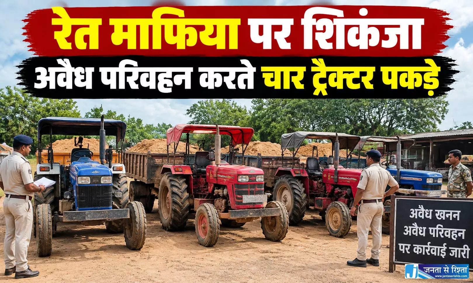 रेत माफिया पर शिकंजा अवैध परिवहन करते चार ट्रैक्टर पकड़े रेत माफिया पर शिकंजा अवैध परिवहन करते चार ट्रैक्टर पकड़े