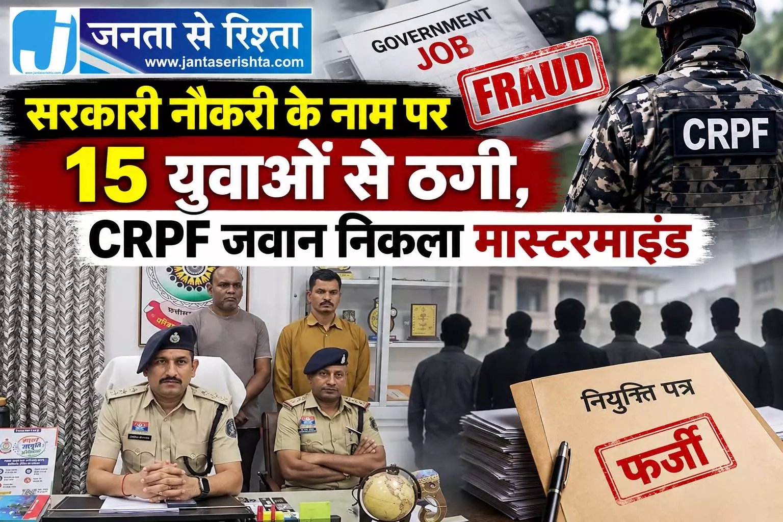 सरकारी नौकरी के नाम पर 15 युवाओं से ठगी, CRPF जवान निकला मास्टरमाइंड सरकारी नौकरी के नाम पर 15 युवाओं से ठगी, CRPF जवान निकला मास्टरमाइंड