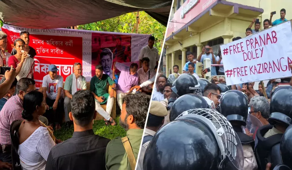 कार्यकर्ता प्रणब डोले पर NSA के खिलाफ असम में भारी विरोध कार्यकर्ता प्रणब डोले पर NSA के खिलाफ असम में भारी विरोध