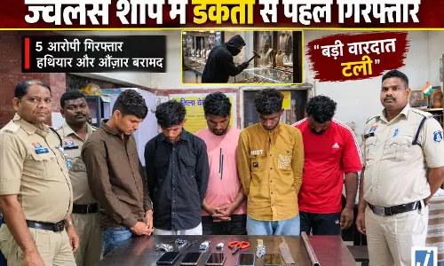 RAIPUR BREAKING: ज्वेलरी शॉप में डकैती से पहले पुलिस का धावा, 5 आरोपी गिरफ्तार
