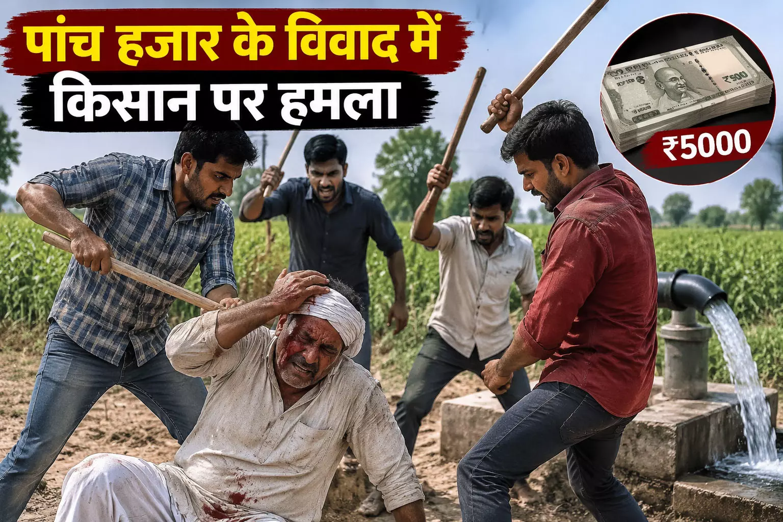 पांच हजार के विवाद में किसान पर हमला पांच हजार के विवाद में किसान पर हमला