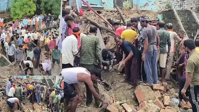 बारिश से मिट्टी का घर गिरा चार की मौत बारिश से मिट्टी का घर गिरा चार की मौत