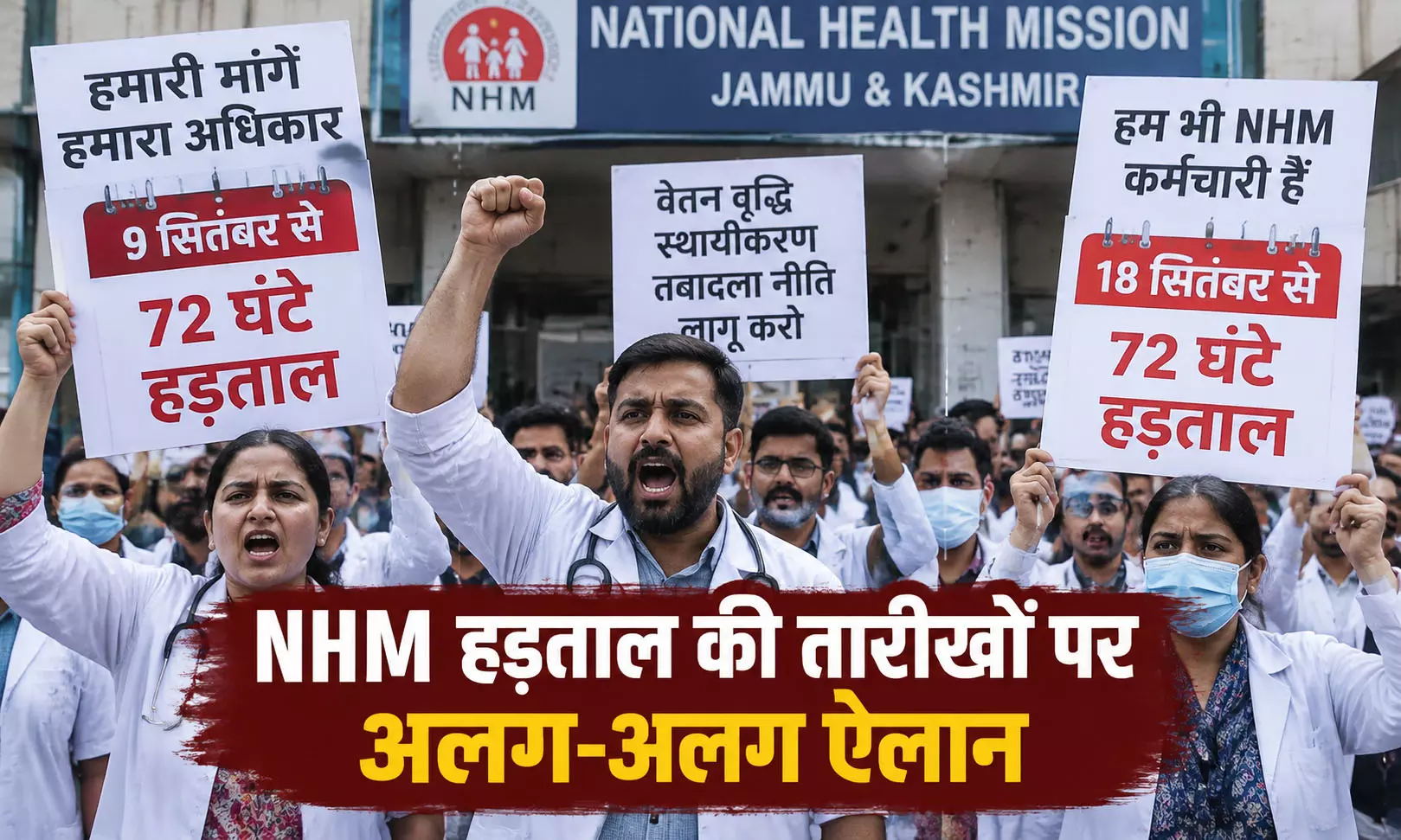 NHM हड़ताल की तारीखों पर अलग-अलग ऐलान NHM हड़ताल की तारीखों पर अलग-अलग ऐलान