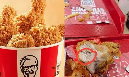 KFC के फ्राइड चिकन में रेंगता मिला कीड़ा ग्राहक के दावे से मचा हड़कंप