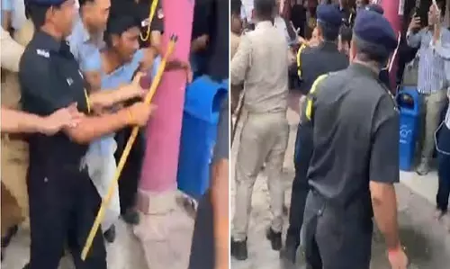 गेट बंद कराने पहुंचे प्रॉक्टर को छात्रों ने घेरा यूनिवर्सिटी में मचा हड़कंप