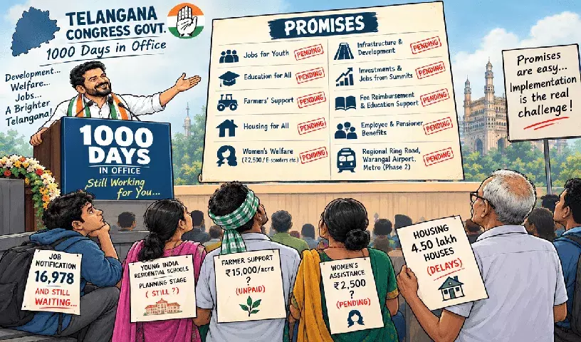 1,000 दिन बाद, तेलंगाना की कांग्रेस सरकार के सामने काम करके दिखाने की चुनौती 1,000 दिन बाद, तेलंगाना की कांग्रेस सरकार के सामने काम करके दिखाने की चुनौती