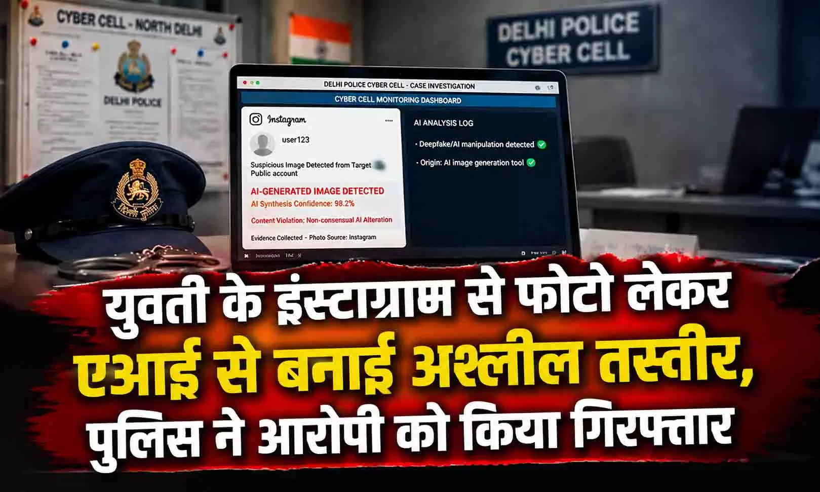 युवती के इंस्टाग्राम से फोटो लेकर AI से बनाई अश्लील तस्वीर, पुलिस ने आरोपी को किया गिरफ्तार युवती के इंस्टाग्राम से फोटो लेकर AI से बनाई अश्लील तस्वीर, पुलिस ने आरोपी को किया गिरफ्तार