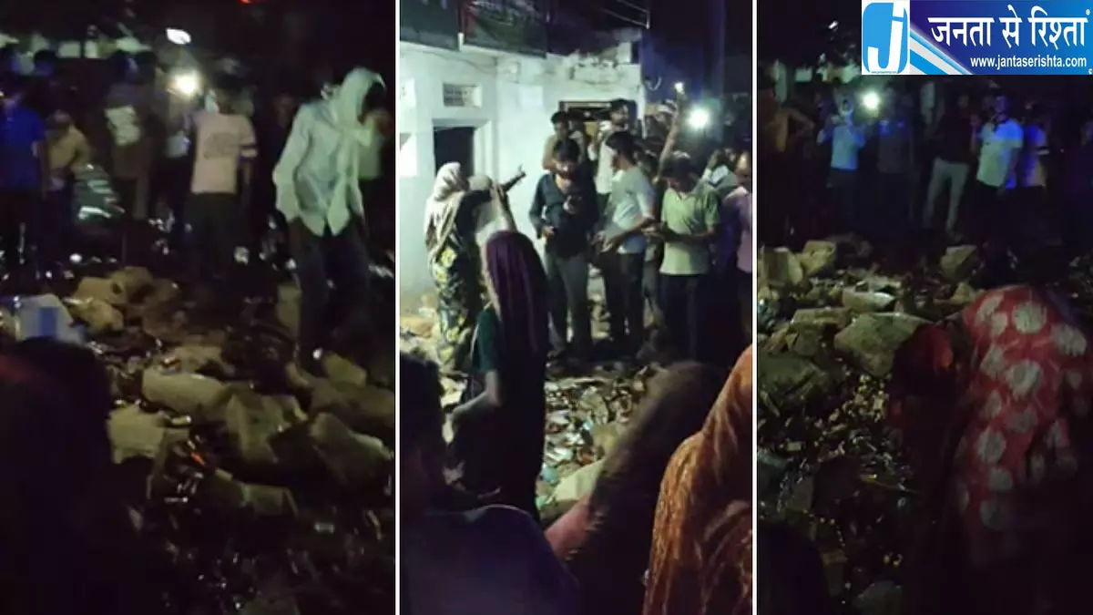 शराब दुकान में घुसीं महिलाएं क्रेट तोड़कर जताया विरोध शराब दुकान में घुसीं महिलाएं क्रेट तोड़कर जताया विरोध
