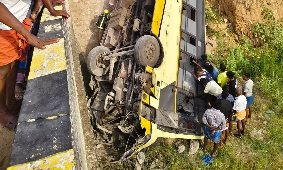 तेनकासी में बस के नदी में गिरने से 20 से ज़्यादा यात्रियों के फंसे होने की आशंका है तेनकासी में बस के नदी में गिरने से 20 से ज़्यादा यात्रियों के फंसे होने की आशंका है