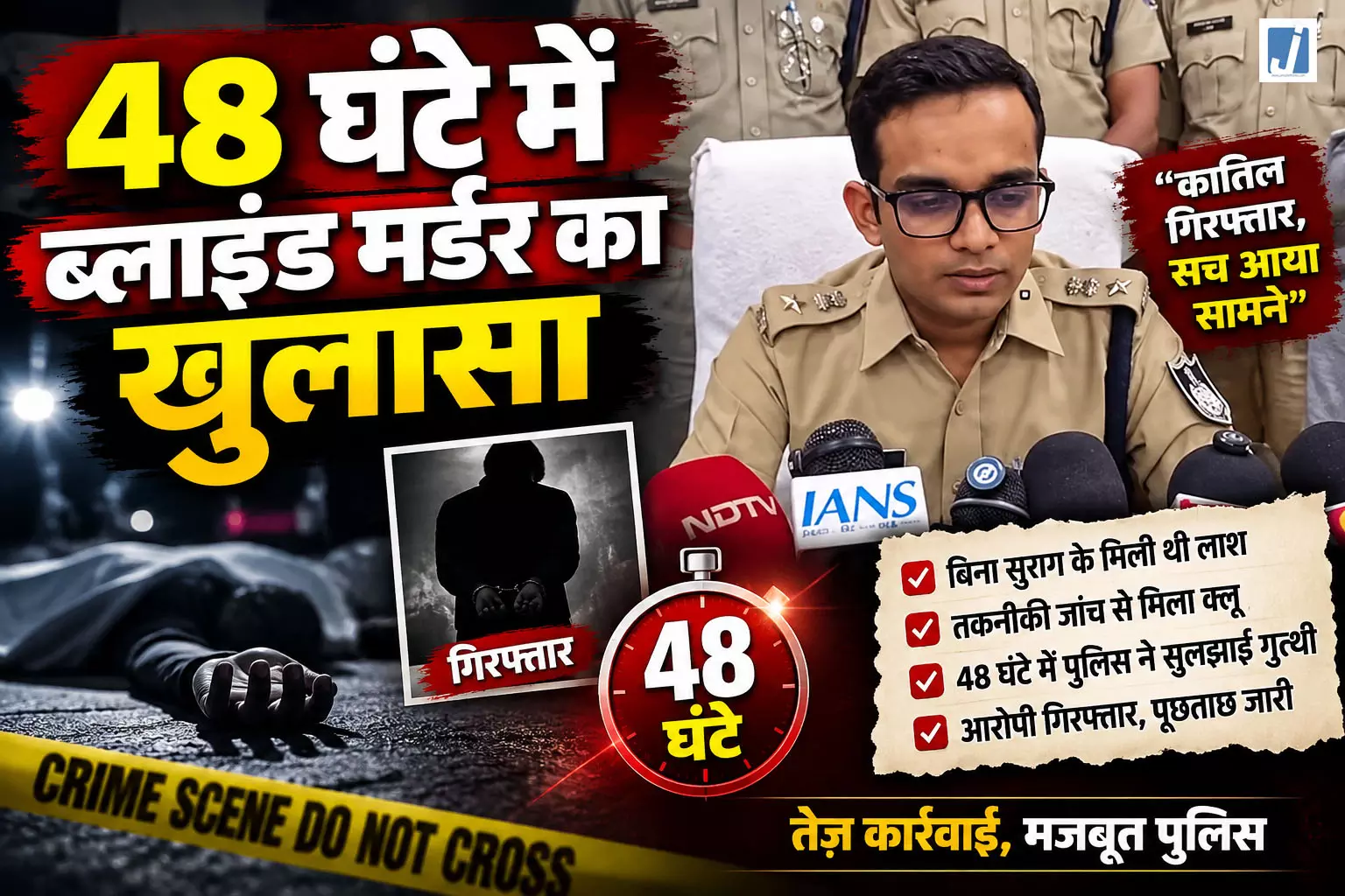 48 घंटे में ब्लाइंड मर्डर का खुलासा, तीन आरोपी गिरफ्तार दो की तलाश जारी 48 घंटे में ब्लाइंड मर्डर का खुलासा, तीन आरोपी गिरफ्तार दो की तलाश जारी