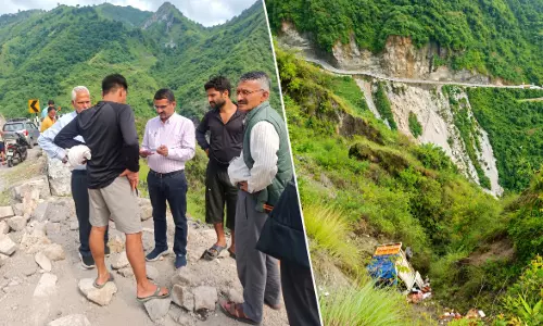 Nahan: 30 मीटर गहरी खाई में गिरी पिकअप, दो सुरक्षित