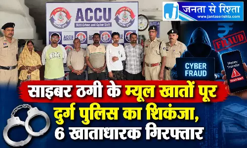 साइबर ठगी के म्यूल खातों पर दुर्ग पुलिस का शिकंजा, 6 खाताधारक गिरफ्तार