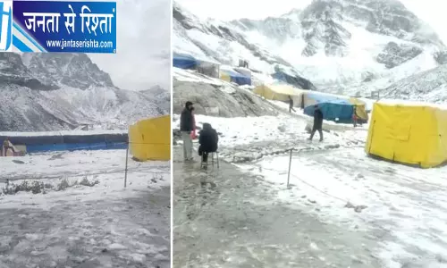 मणिमहेश यात्रा पर मौसम का कहर, बर्फबारी के बाद श्रद्धालुओं की आवाजाही पर रोक