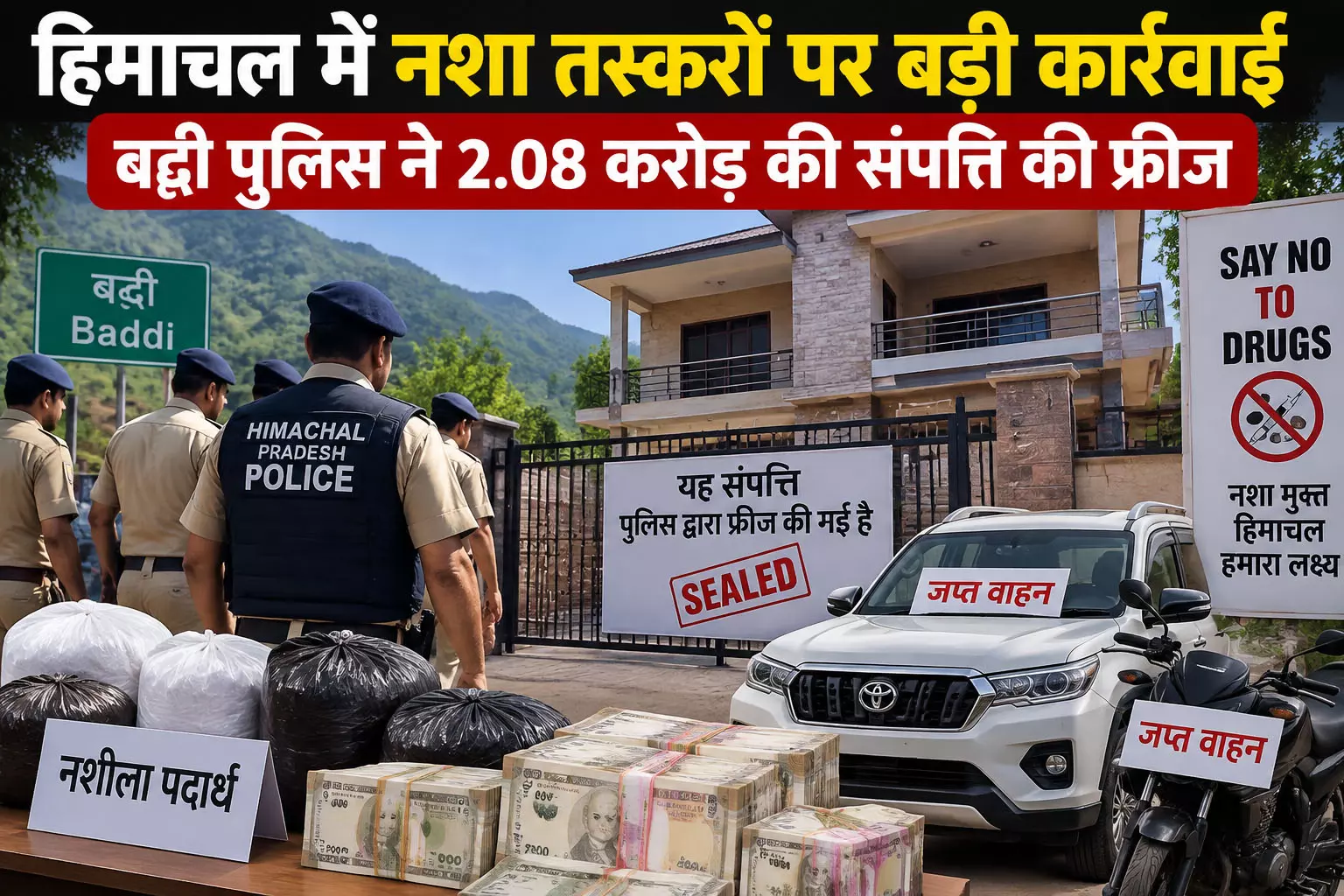 हिमाचल में नशा तस्करों पर बड़ी कार्रवाई, बद्दी पुलिस ने 2.08 करोड़ की संपत्ति की फ्रीज हिमाचल में नशा तस्करों पर बड़ी कार्रवाई, बद्दी पुलिस ने 2.08 करोड़ की संपत्ति की फ्रीज