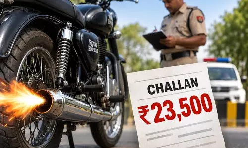 Hisar: पटाखे जैसी आवाज निकालने पर बुलेट चालक का 23,500 का चालान