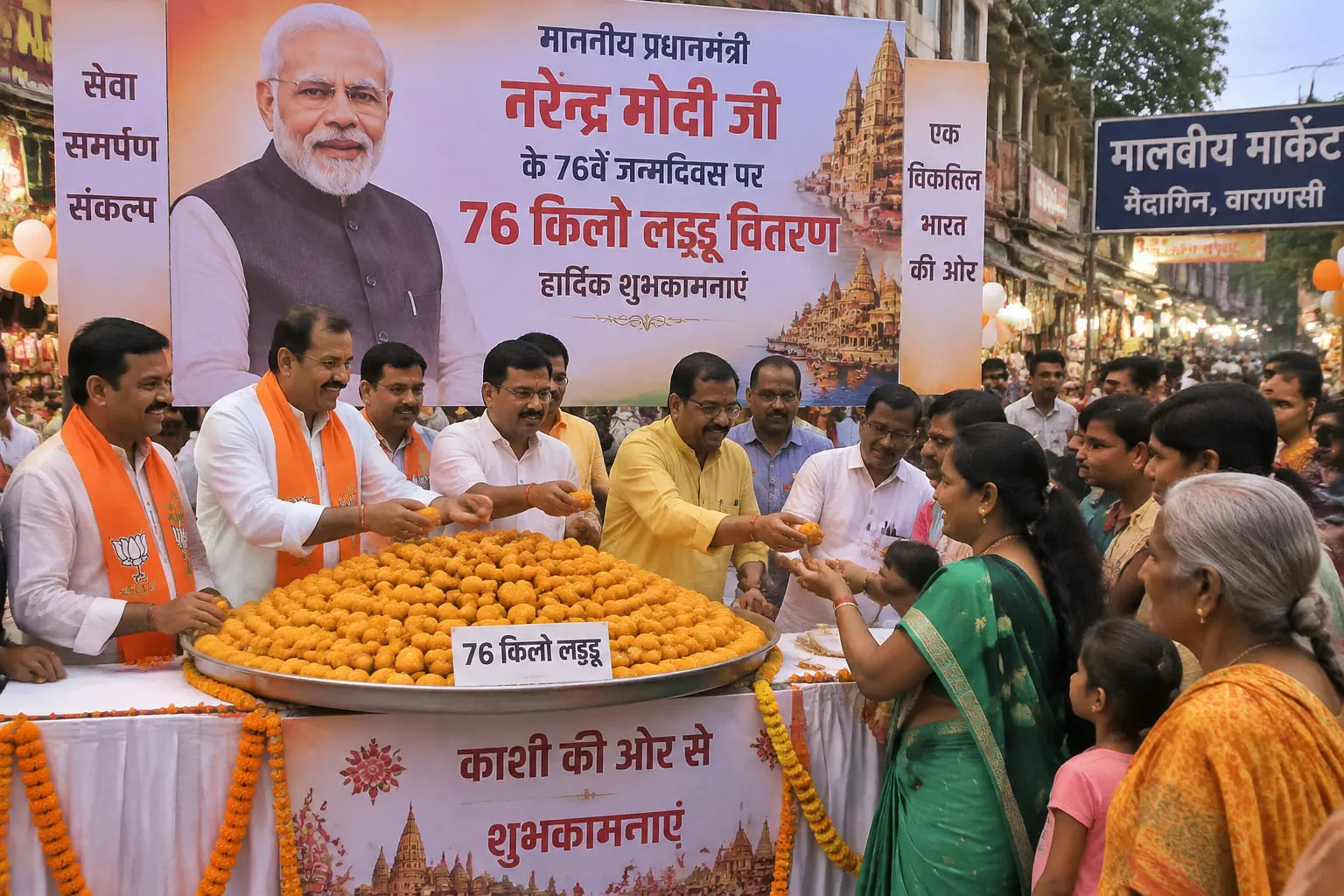76 किलो लड्डू से मनाया गया पीएम मोदी का जन्मदिन 76 किलो लड्डू से मनाया गया पीएम मोदी का जन्मदिन