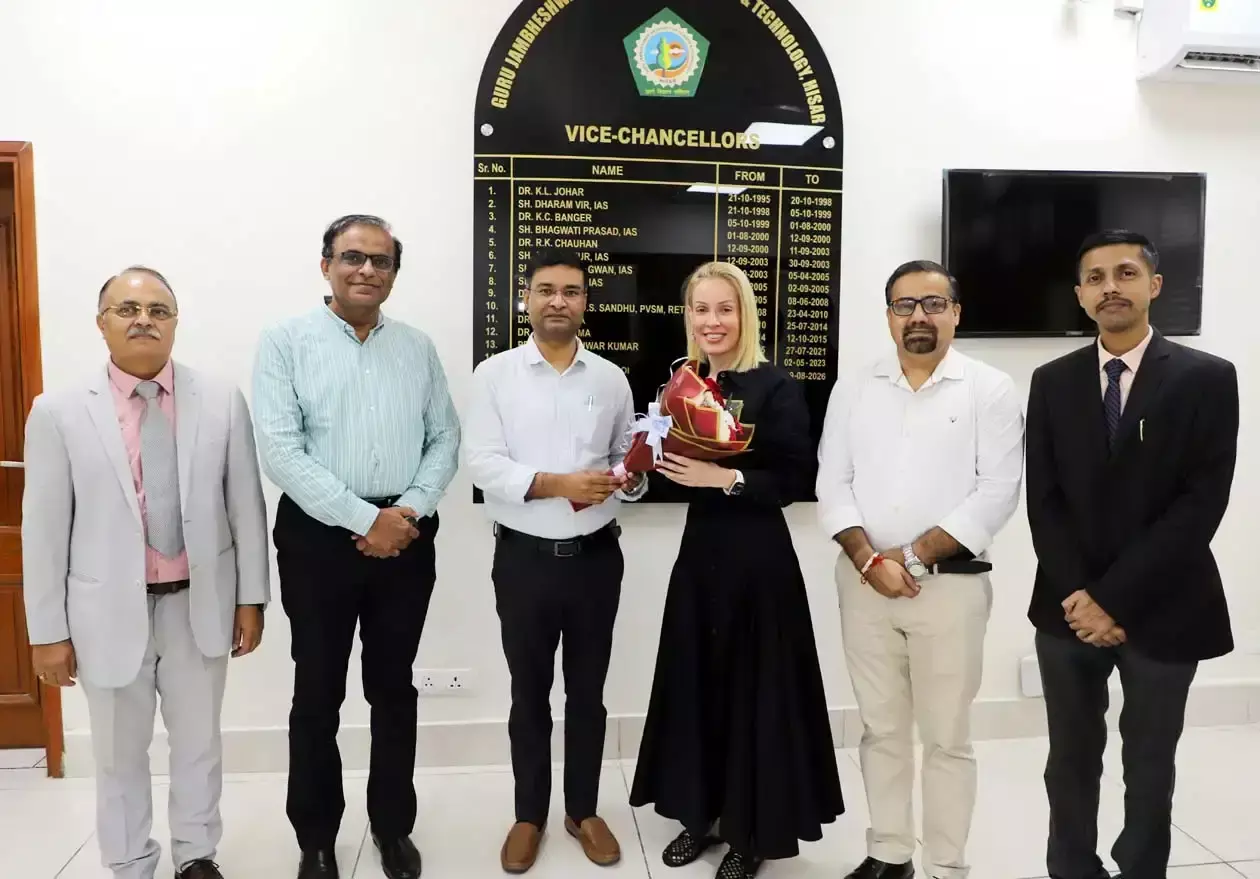 Hisar: साइप्रस के सीएएसए कॉलेज प्रतिनिधिमंडल ने जीजेयू का दौरा किया Hisar: साइप्रस के सीएएसए कॉलेज प्रतिनिधिमंडल ने जीजेयू का दौरा किया