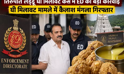 तिरुपति लड्डू घी मिलावट केस में ED की बड़ी कार्रवाई घी मिलावट मामले में कैलाश मंगला गिरफ्तार