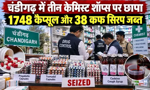 चंडीगढ़ में तीन केमिस्ट शॉप्स पर छापा, 1748 कैप्सूल और 38 कफ सिरप जब्त