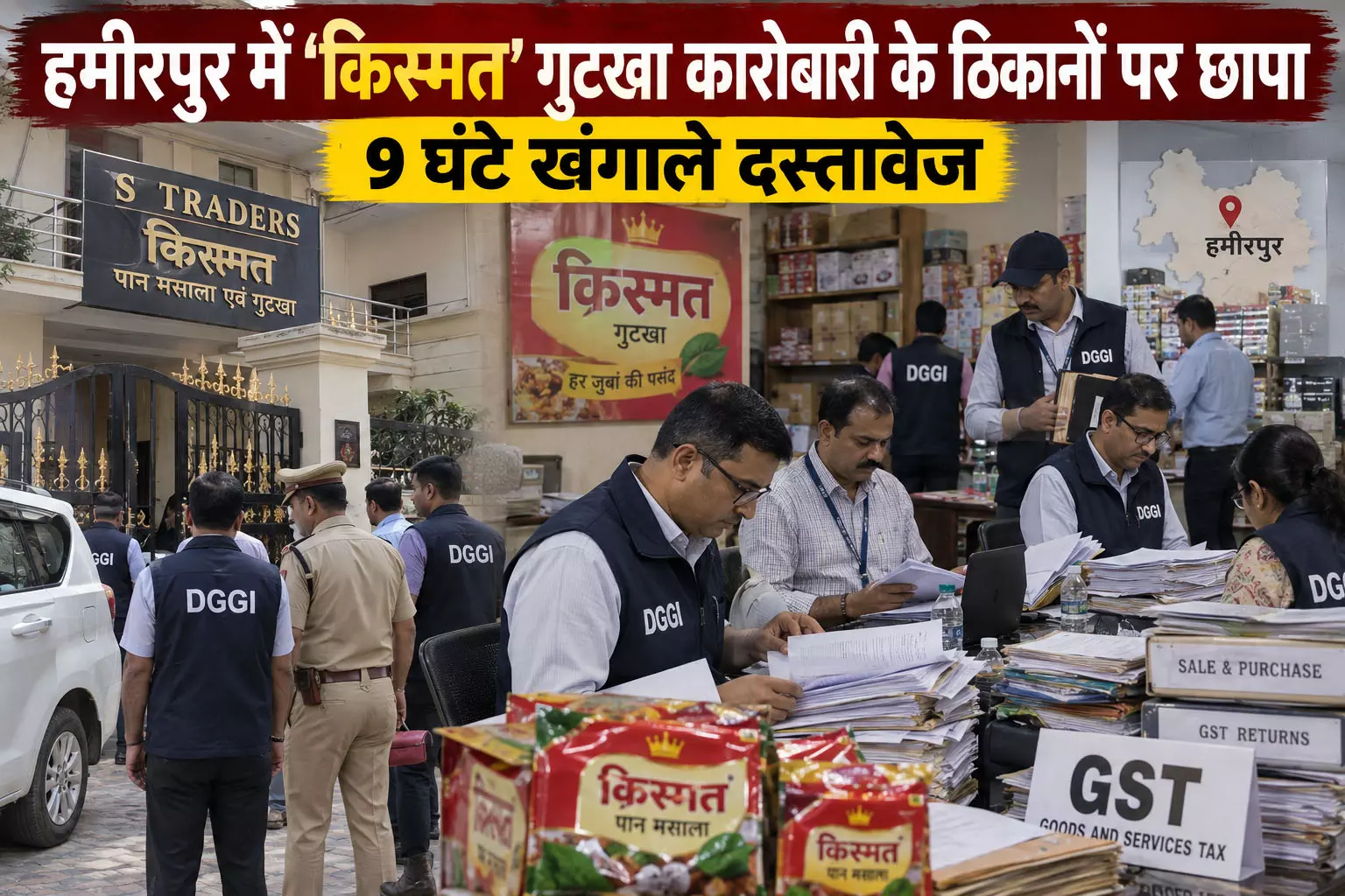 हमीरपुर में ‘किस्मत’ गुटखा कारोबारी के ठिकानों पर छापा, 9 घंटे खंगाले दस्तावेज हमीरपुर में ‘किस्मत’ गुटखा कारोबारी के ठिकानों पर छापा, 9 घंटे खंगाले दस्तावेज