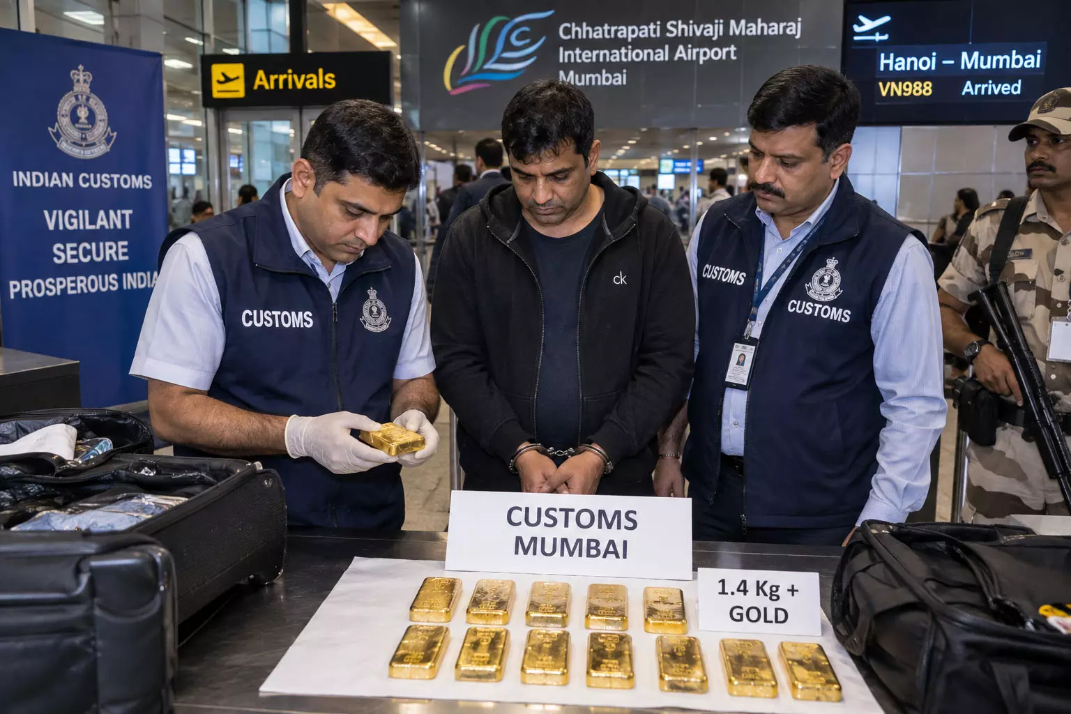 मुंबई एयरपोर्ट पर सोने की तस्करी नाकाम, वियतनाम से आया 1.4 किलो से ज्यादा गोल्ड जब्त मुंबई एयरपोर्ट पर सोने की तस्करी नाकाम, वियतनाम से आया 1.4 किलो से ज्यादा गोल्ड जब्त