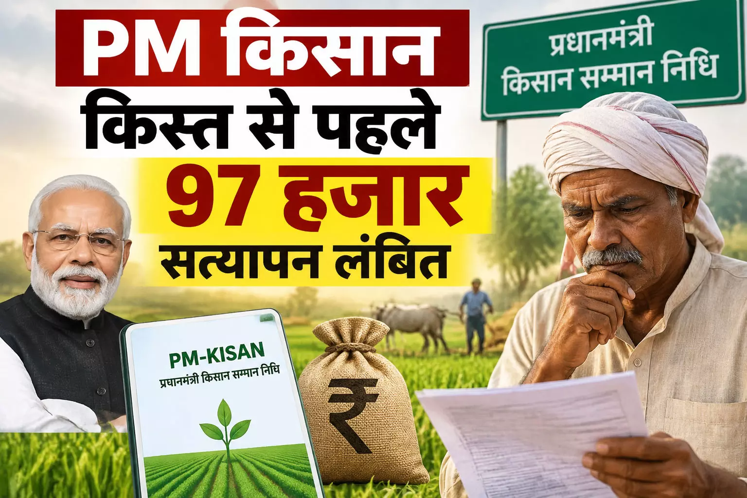 PM किसान किस्त से पहले 97 हजार सत्यापन लंबित PM किसान किस्त से पहले 97 हजार सत्यापन लंबित