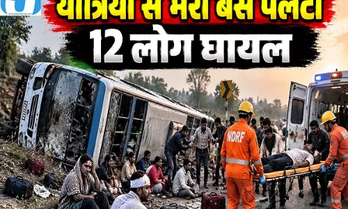 तेज रफ्तार बस बनी हादसे का शिकार 12 यात्री घायल तेज रफ्तार बस बनी हादसे का शिकार 12 यात्री घायल