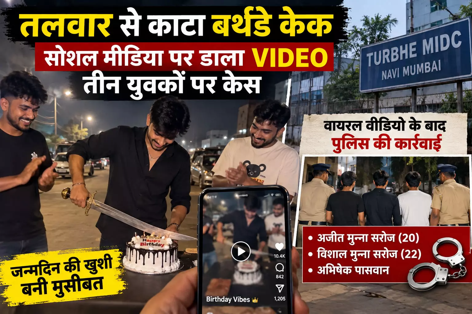 तलवार से काटा बर्थडे केक सोशल मीडिया पर डाला VIDEO तीन युवकों पर केस तलवार से काटा बर्थडे केक सोशल मीडिया पर डाला VIDEO तीन युवकों पर केस