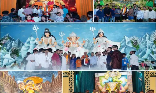 सपरिवार गणेश पंडालों में पहुंचे सांसद बृजमोहन अग्रवाल