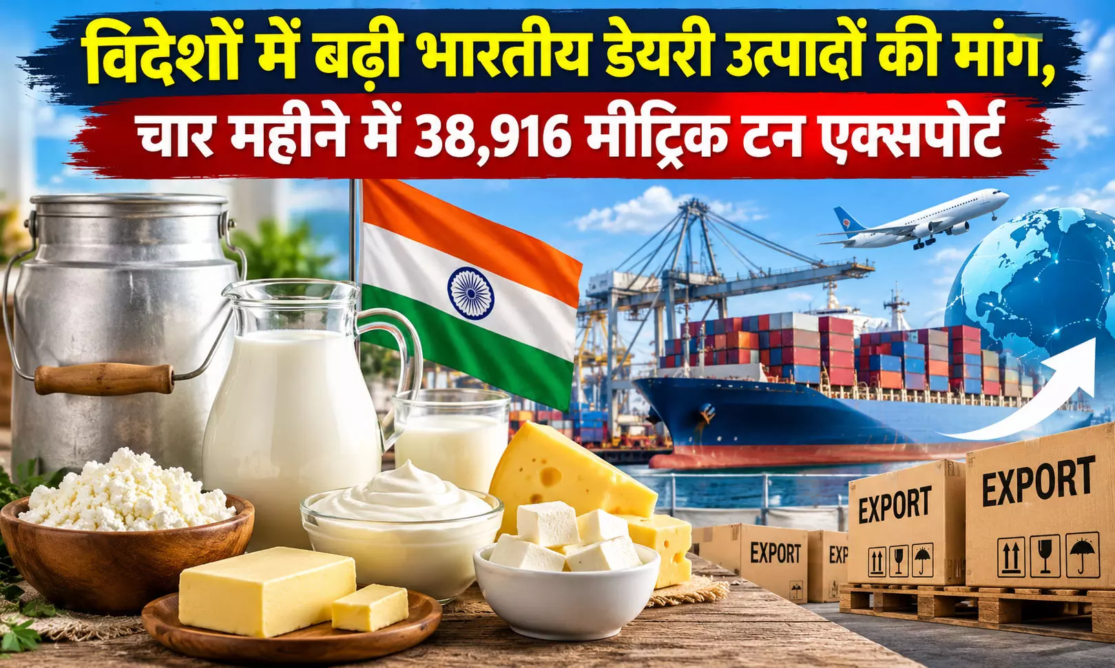 विदेशों में बढ़ी भारतीय डेयरी उत्पादों की मांग, चार महीने में 38,916 मीट्रिक टन एक्सपोर्ट विदेशों में बढ़ी भारतीय डेयरी उत्पादों की मांग, चार महीने में 38,916 मीट्रिक टन एक्सपोर्ट