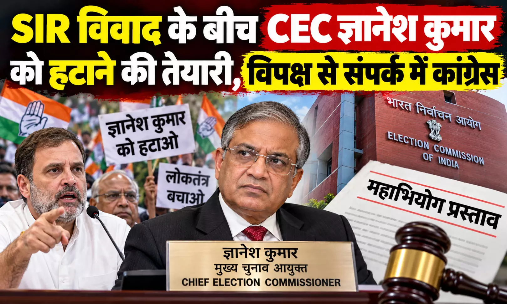 SIR विवाद के बीच CEC ज्ञानेश कुमार को हटाने की तैयारी, विपक्ष से संपर्क में कांग्रेस SIR विवाद के बीच CEC ज्ञानेश कुमार को हटाने की तैयारी, विपक्ष से संपर्क में कांग्रेस